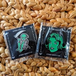2 Strike Gently hard enamel pins